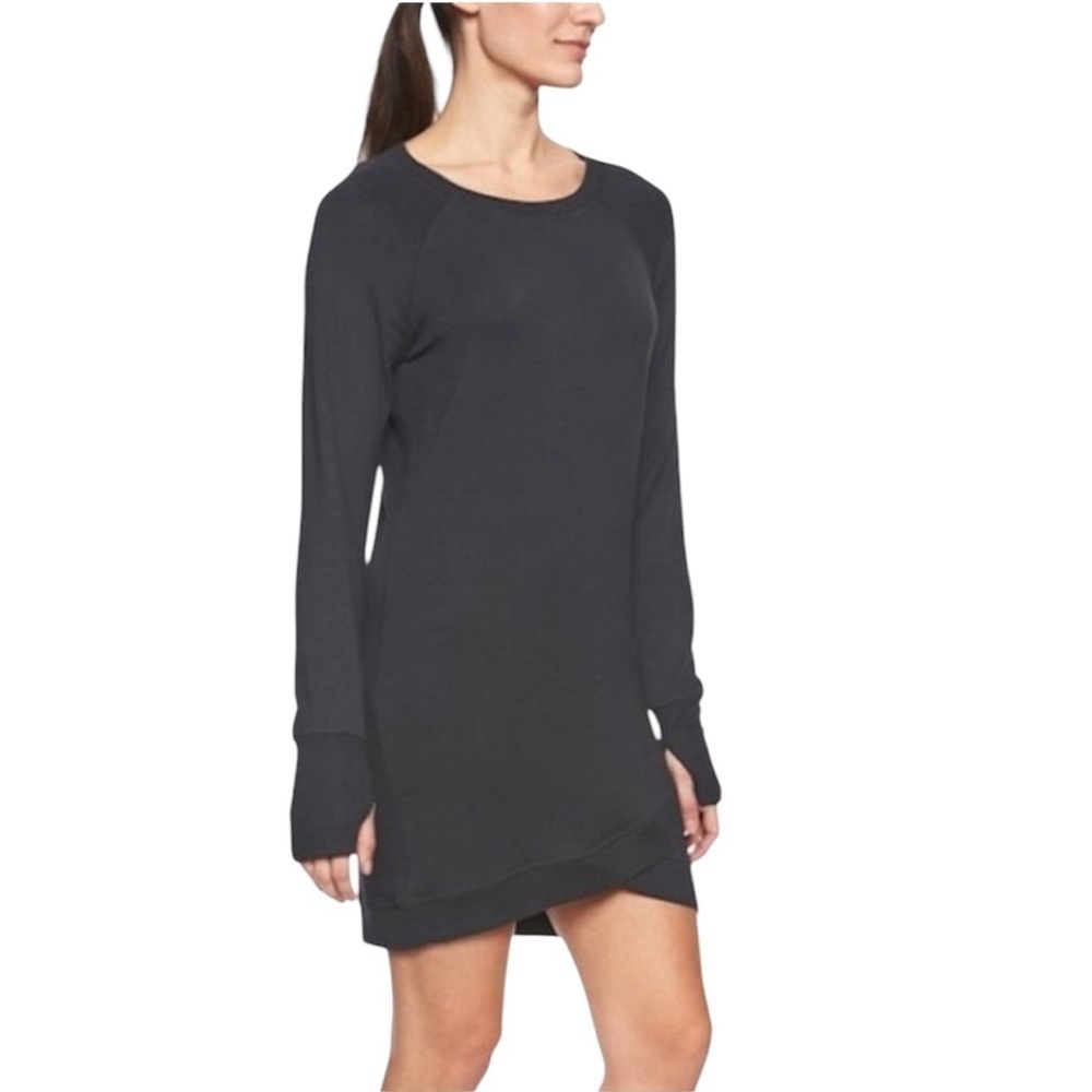 Athleta Criss Cross Sweater Dress Size L Black